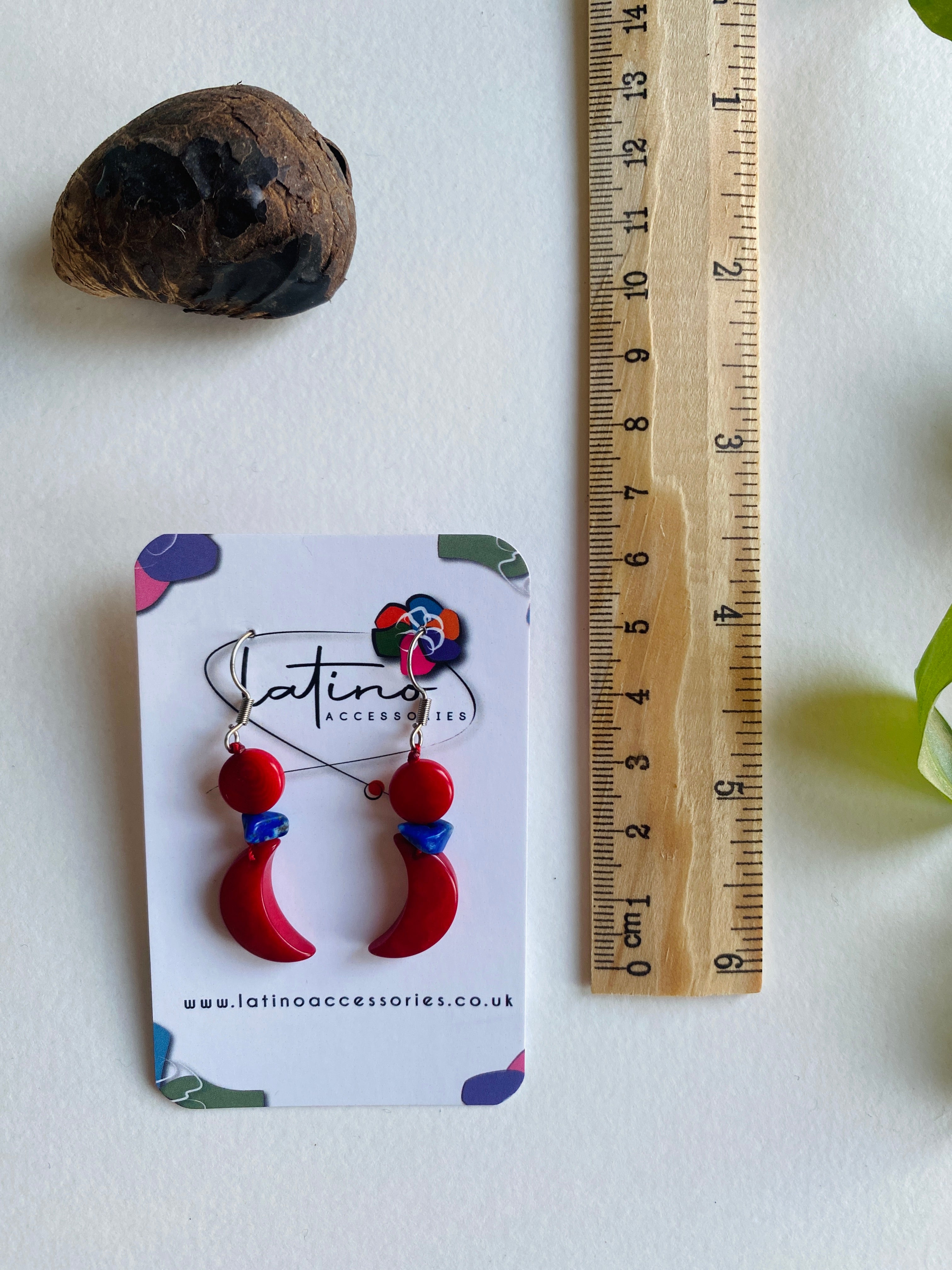 Red moon tagua earrings